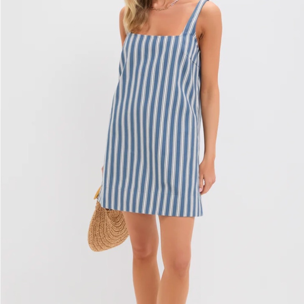 Tuckernuck Pomander Place Blue and White Striped Sleeveless Dress